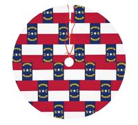 North Carolina State Flag Print Christmas Tree Skirt, Winter Xmas Tree Mat Decorations For Home Party Holiday Decorations