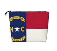 North Carolina State Flag Print Cosmetic Bag for Women,Faux Linen Makeup Bag Large Capacity,Perfect for Travel Daily Use