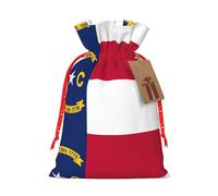 North Carolina State Flag Print Festive Red Drawstring Bag, Small Favors Pouch Ideal For Christmas Party Gifting-S Size