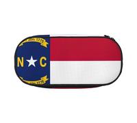 North Carolina State Flag Print Lightness Portable Pencil Case Spacious Pen Bag School Supplies Makeup Storage