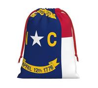North Carolina State Flag Print Plush Gift Bags Reusable Drawstring Gift Wrap Bags,For Holiday Candy Party Supplies