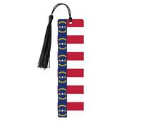 North Carolina State Flag Print Reading Page Markers, 5pcs Wooden Bookmarks with Tassels,Teachers Reading Book Lovers Gifts