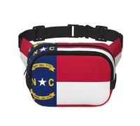 North Carolina state flag Print Square Double Layer bag Waist Bag Trendy Pack Travel Bag with Adjustable Bel, Black, One Size