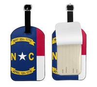North Carolina State Flag Printed Leather Luggage Tag, Durable Baggage Identifier, Soft PU ID Label, for Business Travel