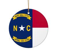 North Carolina State Flag Printing Circular Christmas Ornament, Ceramic Xmas Decorations For Tree, Holiday Ornament, Unique Gift Idea