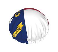 North Carolina state flag Reusable Shower Cap for Women, Double Waterproof Layers Bath Hat, Hair Treatment Essentials