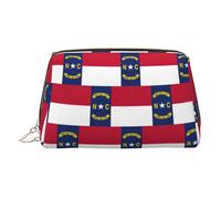 North Carolina State Flag Toiletry Cosmetics Bag, Portable Travel Cosmetic Makeup Bag,PVC Leather,with Compartments