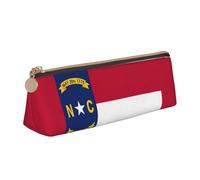 North Carolina state flag Triangle Leather Case Multi Functional Cosmetic Bag Portable Makeup and Stationery Storage Bag , White, One Size, Lightweight, White, One Size, Lightweight