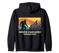 North Cascades National Park Vintage Mountain Sasquatch Zip Hoodie