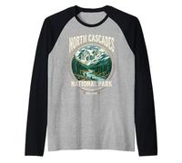 North Cascades National Park Washington Retro Mountain Badge Raglan Baseball Tee
