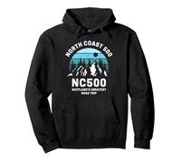 North Coast 500 Scotland Highland Route NC500 Pullover Hoodie, Adult Unisex, Black, Small