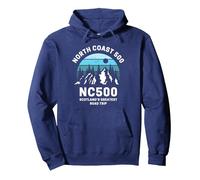 North Coast 500 Scotland Highland Route NC500 Pullover Hoodie, Adult Unisex, Navy Blue, XX-Large