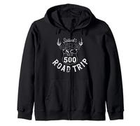 North Coast 500 Scottish Coast Vintage Driving Stag Design Zip Hoodie