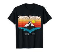 North Conway Mountain River Retro Sunset USA Trip Value Graphic T-Shirt, Men, Black, L