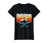 North Conway Mountain River Retro Sunset USA Trip Value Graphic T-Shirt, Women, Black, M