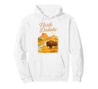 North Dakota Bison Badlands Prairie Scenic Graphic Pullover Hoodie