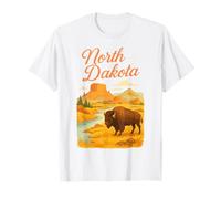 North Dakota Bison Badlands Prairie Scenic Graphic T-Shirt