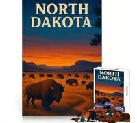 North Dakota Bison Landscape 1000 Piece Jigsaws for Teenagers Puzzle Recall Boost Stress Free Smooth Cut Artistic Gift (38x52cm)