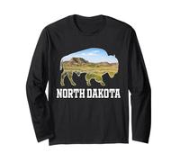 North Dakota Bison Landscape Wildlife Prairie Long Sleeve T-Shirt