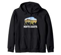 North Dakota Bison Landscape Wildlife Prairie Zip Hoodie
