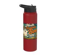 North Dakota Boo Crew Vintage Halloween Ghost Stainless Steel Insulated Water Bottle