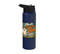 North Dakota Boo Crew Vintage Halloween Ghost Stainless Steel Insulated Water Bottle