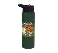 North Dakota Boo Crew Vintage Halloween Ghost Stainless Steel Insulated Water Bottle