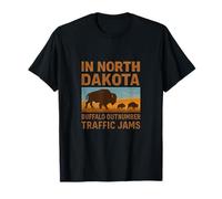 North Dakota Buffalo Outnumber Traffic Jams Design T-Shirt