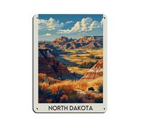 North Dakota Deco Retro Poster Metal Tin Sign Chic Art Retro Iron Painting Bar People Cave Cafe Family Garage Poster Wall Decoration 12x16inch(30x40cm)