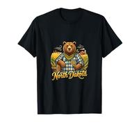 North Dakota Farm Bear Prairie Harvest Vibes T-Shirt