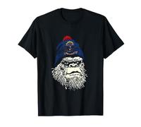 North Dakota Flag Bigfoot in a Beanie T-Shirt