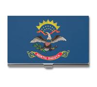 North Dakota Flag United States Business Card Wallet Credit Card Holder Metal Square Small Pocket Purse