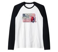 North Dakota in the United States with Map USA Souvenir Raglan Baseball Tee