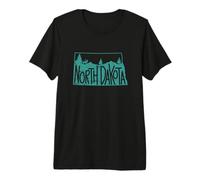 North Dakota Map with Skyline America Premium T-Shirt