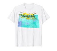 North Dakota Pride Watercolor Sunflower State Art Value Graphic T-Shirt, Men, White, M