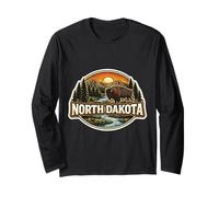 North Dakota Souvenir Vacation Memorabilia Badge State Trip Long Sleeve T-Shirt