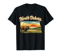 North Dakota State Bison Prairie Sunset Landscape T-Shirt