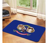 North Dakota State Flag Absorbent Leather Pet Tablecloth Non-Slip Dining Pad For Puppy Kitten Food Water Bowls
