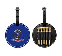 North Dakota State Flag Black Printed Golf tee Storage Bag - Portable Design, Easy to Organize tee