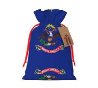 North Dakota State Flag Christmas Canvas Gift Bag With Drawstring,Reusable Personalizedgift Bag