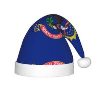 North Dakota State Flag Christmas Hat - Classic Santa Xmas & New Year Party Headwear - Perfect for Holiday Celebrations, Halloween