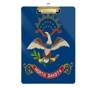 North Dakota State Flag Decorative Acrylic Clipboard Paper Clipboard for Classroom Size 9 x 12