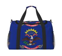 North Dakota State Flag Foldable Travel Duffel Bag Tote Carry On Luggage Bag For Weekend Getaways, For Spontaneous Trips, Black, One Size, Black, One Size