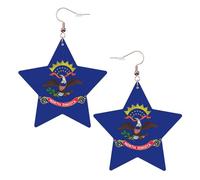 North Dakota State Flag Leather Star Shaped Earrings Fashion Accessories Lightweight Festivals Parties Everyday Life