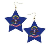 North Dakota State Flag Leather Star Shaped Earrings Fashion Accessories Lightweight Festivals Parties Everyday Life