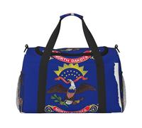 North Dakota State Flag Map print Travel Duffle Bag Gym Bag for Women,Puffer Tote Bag,Weekender Overnight Bag Organizer, Black, One Size