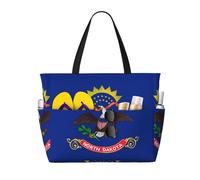 North Dakota State Flag Multifunctional Beach Travel Bag Multi Pocket Fashionable Design Suitable for Various Outdoor Venues