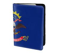 North Dakota State Flag Print 5.5in Passport Travel Document Wallet Case Stylish Secure Men Women For Travelers, Black, One Size
