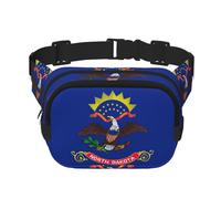 North Dakota State Flag print Fanny Pack Waist Packs with Extender for Men Women, Waist Bag Hip Pack with Zipper Pockets, Black, One Size