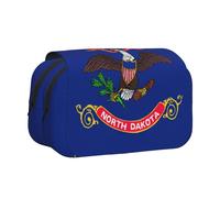 North Dakota State Flag print Pen Pencil Case with Zipper Clear Makeup Color Pouch Cosmetics Bag Multi-Purpose Stationary Bag, Black, One Size, Morden